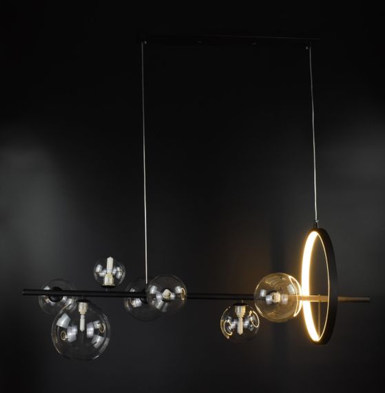 Люстра підвісна на 7 лампочок 26417 Чорний 30-80х30х90 см. | Зображення 2