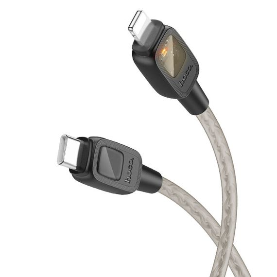 Дата кабель Hoco U124 Stone silicone power-off Type-C to Lightning (1.2m) Black | Зображення 1
