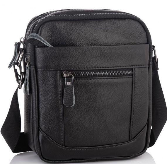Чоловіча сумка-барсетка шкіряна через плече чорна Tiding Bag SK N5386