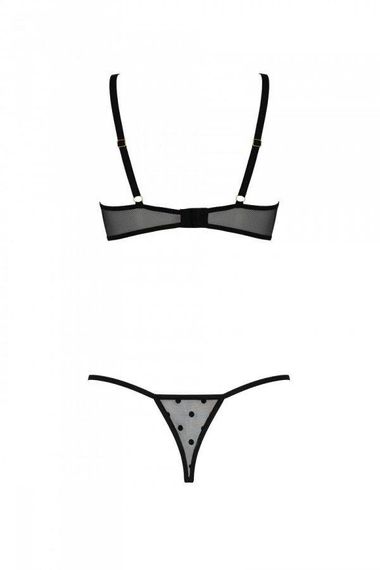 Эротический комплект Passion MARINA SET WITH OPEN BRA, L/XL, black, открытые чашки sexstyle | Зображення 3