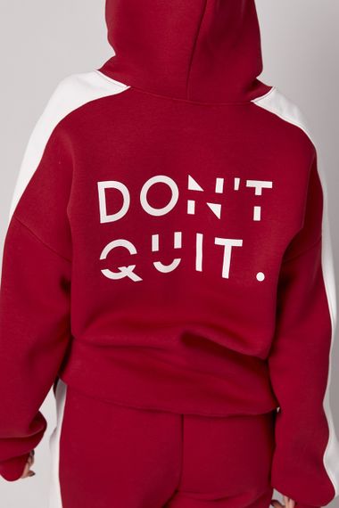Теплий спортивний костюм жіночий з написом Don't quit - червоний цвет, L (є розміри) | Зображення 1