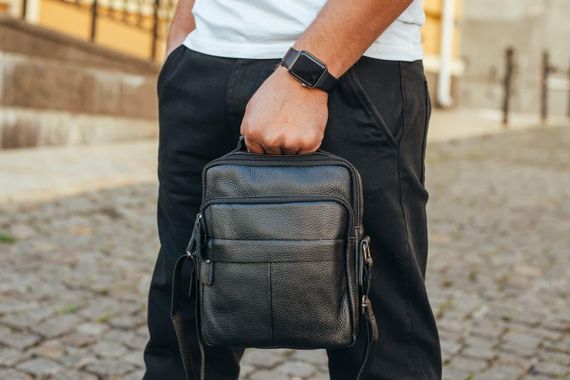 Сумка чоловіча через плече з натуральної шкіри чорна Bexhill DF-53367 | Зображення 2