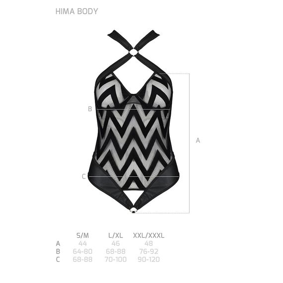Сітчастий боді з халтером та ритмічним малюнком Passion Hima Body XXL/XXXL, black | Зображення 4
