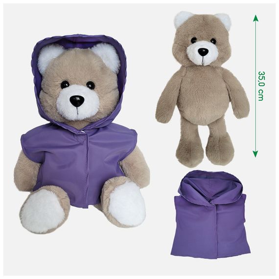 Мягконабивная игрушка пушистый Мишка МС 080501-04 в фиолетовом плаще 35 см. | Зображення 1