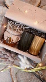Подарочный набор свечей из вощины ручной работы и меда