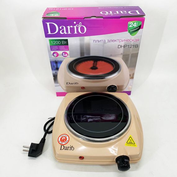 Маленькие электрические плиты DARIO DHP121B 1200 Вт, Кухонная плита электро для кухни GV-87 | Зображення 9