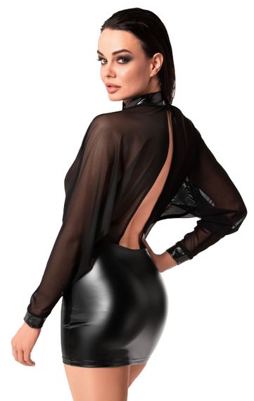 Платье Noir Handmade F348 Powerwetlook and tulle dress Черный XL | Зображення 1