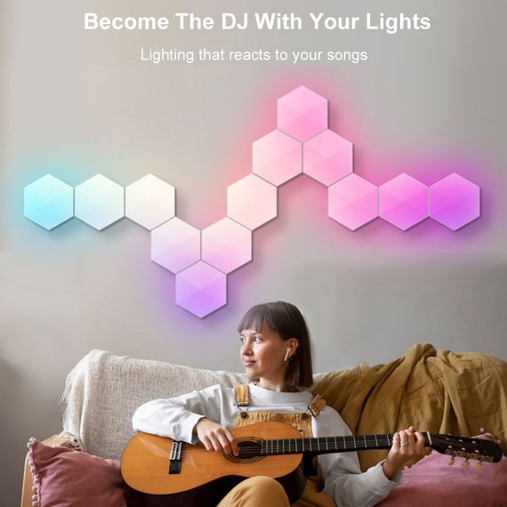 Модульный настінний світильник LED RGB 5V соты SAL-011B 10pcs Bluetooth USB with app White | Зображення 4