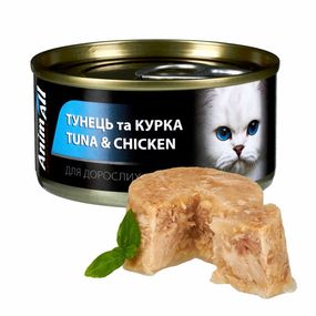 Вологий корм для котів з тунцем та куркою Animall Cat Wet, 85 гр