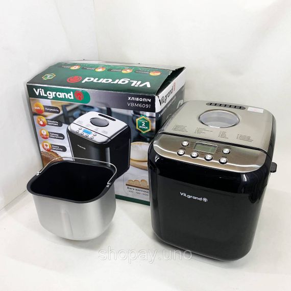 Хлебопечь с конвекцией ViLgrand VBM6091 600 Вт, 19 програм, Хлебопечка для выпечки ржаного хлеба XQ-57 | Зображення 4