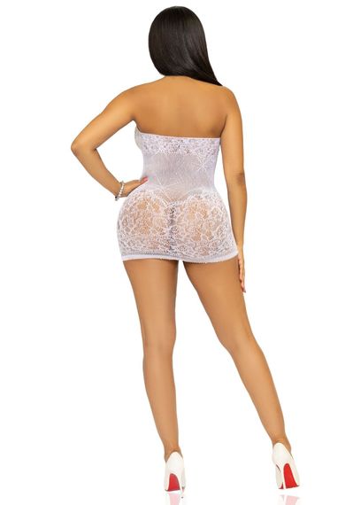 Платье-сетка со стразами Leg Avenue Rhinestone halter mini dress White, открытая спина, one size | Зображення 5