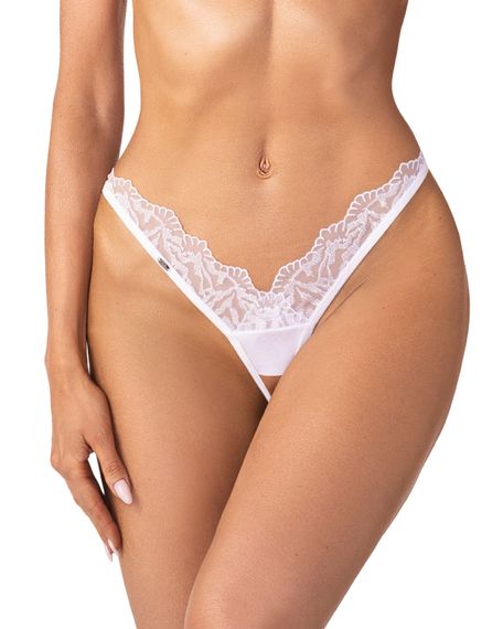 Трусики Obsessive Arrowel White crotchless thong S/M
