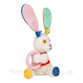 Игрушка для собак Зайчик с кольцом и пищалкой GiGwi Plush, текстиль, термопластичная резина, 16 см