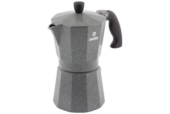 Кавоварка гейзерна алюмінієва Vinzer Moka Granito 50397 на 3 чашки для еспресо вдома та в офісі | Зображення 1