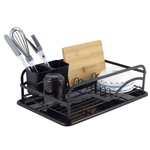 Сушарка для посуду 41,5*13,5*28см з піддоном алюміній чорний 0755 KAMILLE | Зображення 1