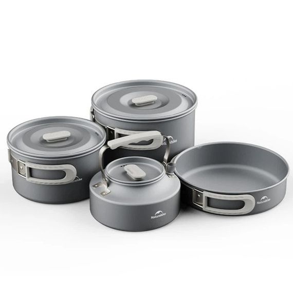Набор посуды Naturehike CNK2450CF01 2 кастрюли, чайник, сковорода JM-89