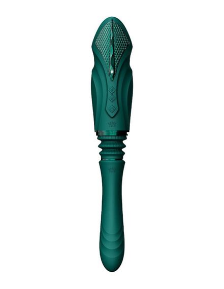 Компактна смарт секс-машина Zalo – Sesh Turquoise Green, 2 насадки, пульт ДК, кристал Swarovski | Зображення 3