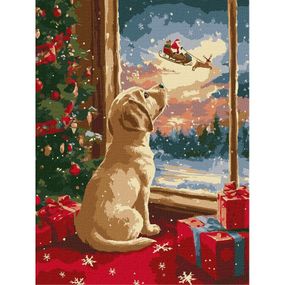 Картина за номерами "Мрійливе цуценя" ©art_selena_ua KHO5149, 30х40 см