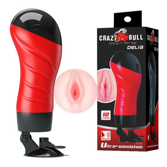 Мастурбатор-вагіна з вібрацією Crazy Bull Delia на присосці, 28.3×10 см Sex Aura
