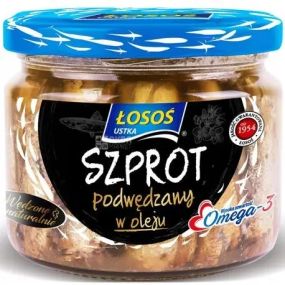Шпроти копчені в олії Szprot Losos, 250 г у скляній банці, Польща