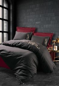 Комплект постільної білизни з вишивкою Cotton Box Brode Saten 200×220 Sarita Bordo