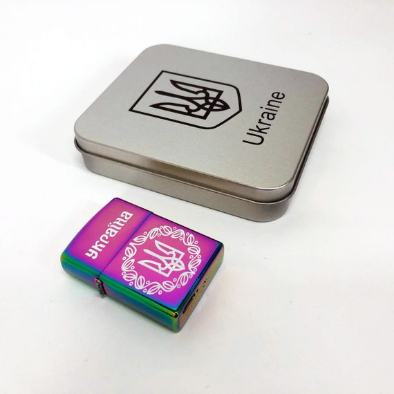 Дугова електроімпульсна запальничка USB Україна (металева коробка) HL-447. IS-712 Колір: хамелеон | Зображення 1