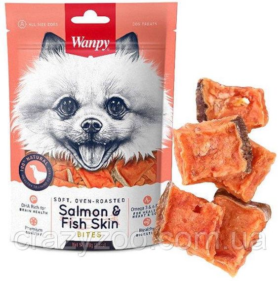 Ласощі для собак Wanpy Salmon Fish Skin Bites філе лосося 100 г FA-31