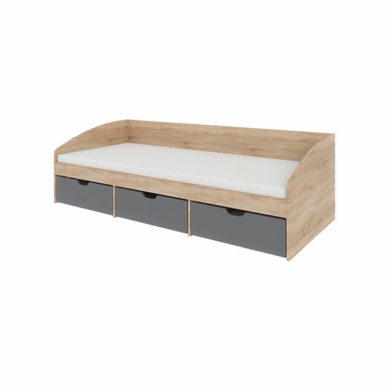 Ліжко односпальне з ящиками Еверест Комфорт 3 193х84х59  см Дуб сонома/Графіт (EVR-5735) | Зображення 6