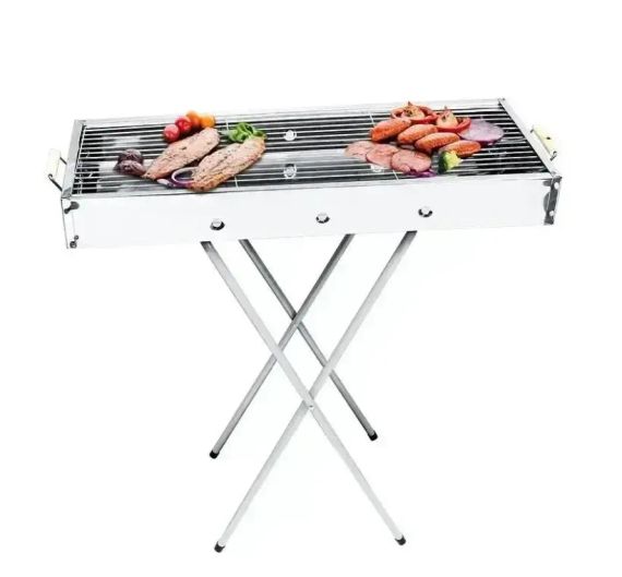Переносний мангал барбекю гриль BARBECUE TRAY 770SS MD-008 70х30х70 см з решіткою, металевий портативний мангал