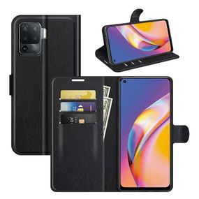 Чохол книжка з кишенями для карт на Oppo Reno 5 lite колір Чорний