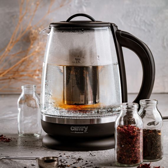 Електрочайник скляний Camry CR 1290 чорний 2 л, 2200 Вт, з регулюванням температури та підсвіткою | Зображення 7