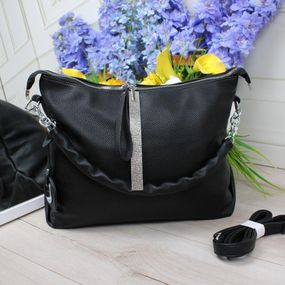 Жіноча сумка-мішок вміщує формат А-4 Чорна