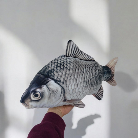 М'яка іграшка сувенір-декор Риба Карась срібний 72 см, подушка-іграшка для ігор і сну