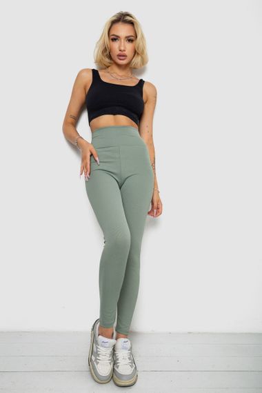 Лосины однотонные в рубчик, цвет оливковый, 238R606-1 | Зображення 1