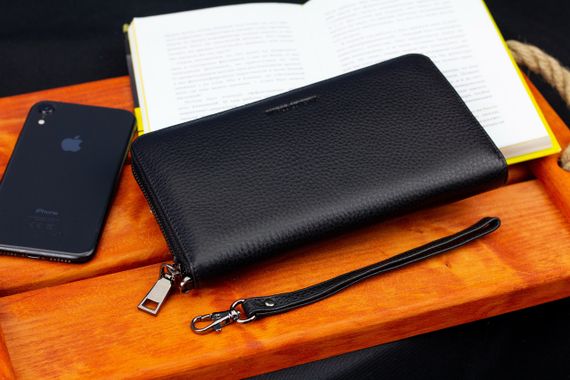 Чорний гаманець-клатч з блоком під картки під однією блискавкою з натуральної шкіри Marco Coverna МС-5901Q | Зображення 6