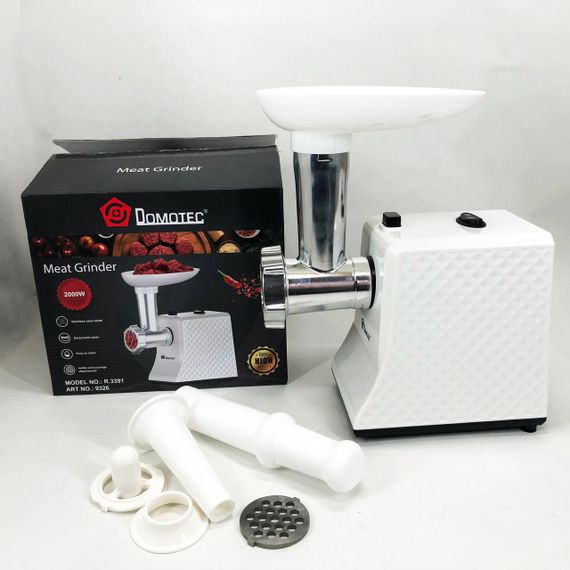 М'ясорубка електрична Domotec R3391 2000W, Потужна компактна м'ясорубка для дому, М'ясорубка 3 в 1 | Зображення 1