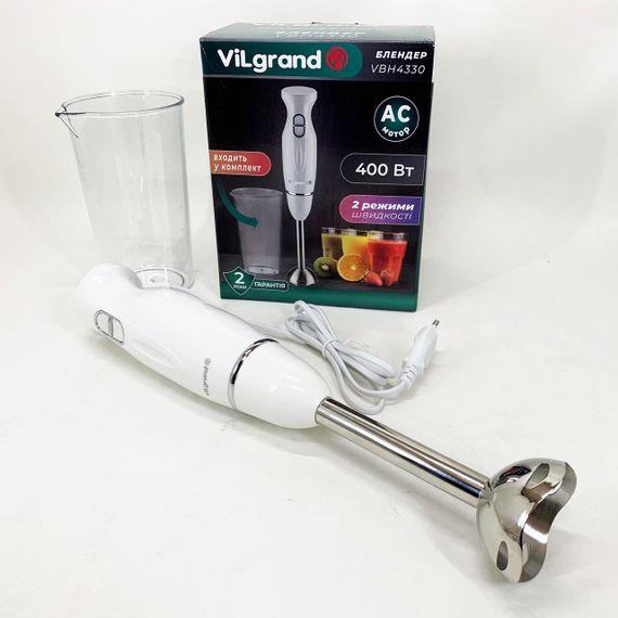 Блендер для кухні подрібнювач з чашею ViLgrand VBH4330 400 Вт, Блендери кухонні, Блендер подрібнювач CX-58 | Зображення 1