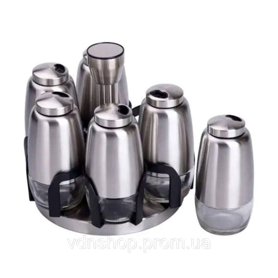 Набор баночек для специй 6 шт 15х15х16 см карусель для хранения специй HP-1300 | Зображення 2