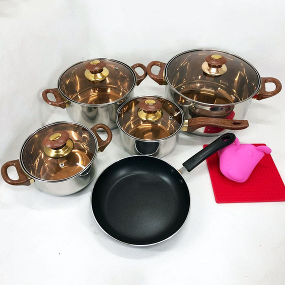 Набір каструль для дому VS-1006-11 (11 предметів) / Набір посуду / Набір DH-149 посуду каструлі | Зображення 9