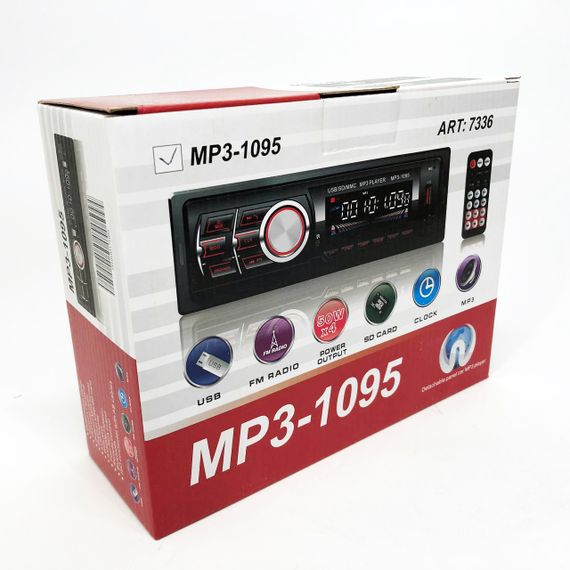 Автомагнітола MP3 1095/7336 BT ISO зі знімною панеллю 1DIN 4х50Вт, Автомагнітола стерео звук | Зображення 2