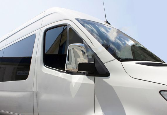 Накладки на дзеркала (2 шт., нерж) Carmos - Турецька сталь для Mercedes Sprinter 2018-2024 рр