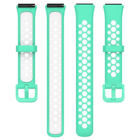 Силіконовий ремінець Primolux Perfor Classic для фітнес браслета Huawei Band 7- Teal&White | Зображення 4