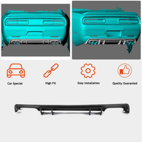 Диффузор заднего бампера (2015-2023, Карбон) для Dodge Challenger | Зображення 1