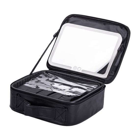 Органайзер косметичка из эко кожи с зеркалом и подсветкой 26×22×9 см HP-10-2AB | Зображення 3