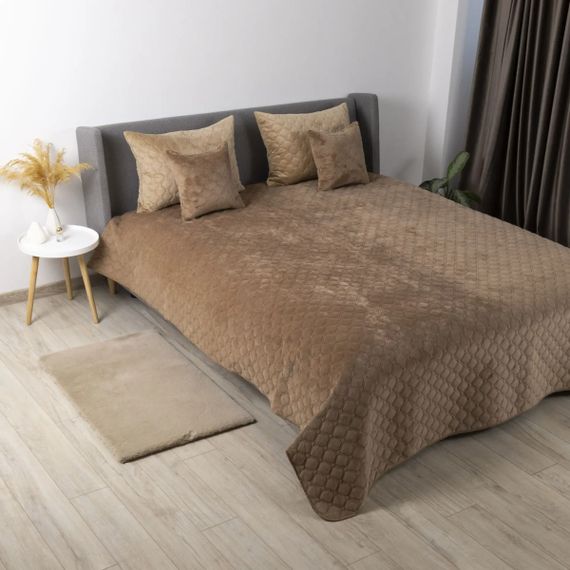 Покрывало евро макси ТЕП Velour Ромб круглый 4-00518_22386 240х260 см капучино | Зображення 2