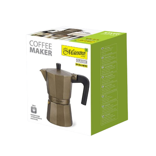 Кавоварка гейзерна 300мл (6 порцій) алюмінієва MR-1666-6-BROWN Espresso Moka Maestro | Зображення 2