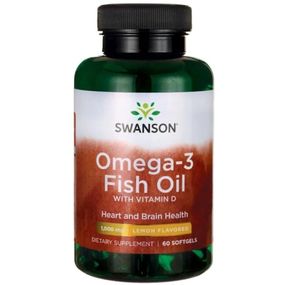 Омега 3 Swanson Omega-3 Fish Oil with Vitamin D 1000 mg 60 Softgels Lemon SWA-11309