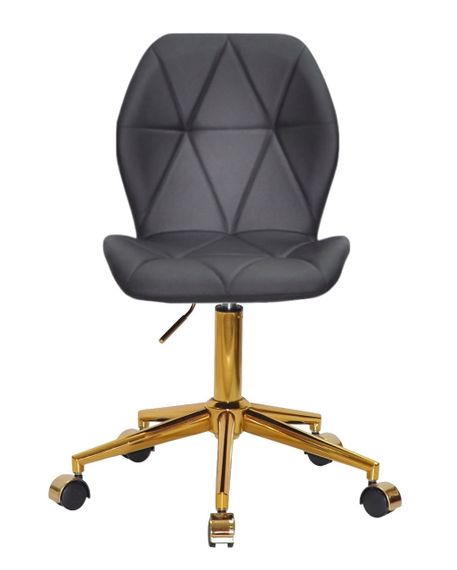 Стул на золотой крестовине c пластиковыми колесами Alby (Алби) GD-Modern Office с мягкой обивкой Кожзам черный | Зображення 2