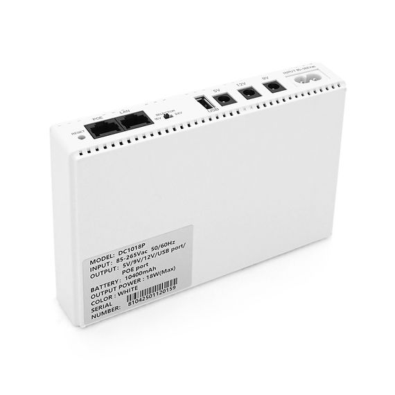 ДБЖ для роутерів/комутаторів DC1018P, 18W, Output: USB-5V, DC-5V/9V/12V, POE-15/24V, 1/2A, Li-ion 10400mAh, 160х105х32мм, 385 | Зображення 1