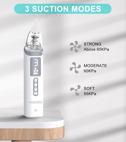 Електричний дитячий носовий пилосос — аспіратор із 3 рівнями потужності та 3 м’якими насадками | Зображення 1